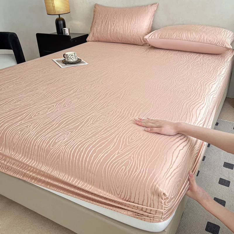 Fitted Bed Sheets Deep Pocket - Fashion Ripple Jacquard Fitted Sheet Comfortable