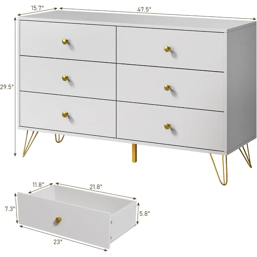 Bedroom 6-Drawer White Dresser - Storage & Organization ulasan dan harga