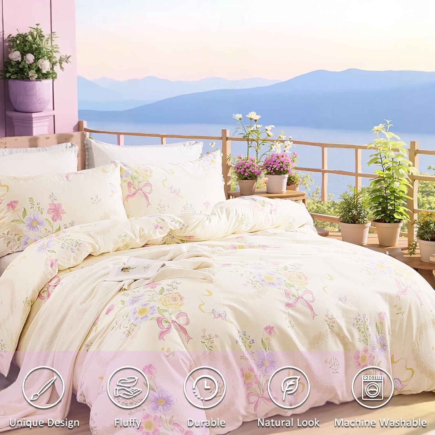 Floral Duvet Cover Queen/King  - Aesthetic Floral Duvet Cover ulasan dan harga