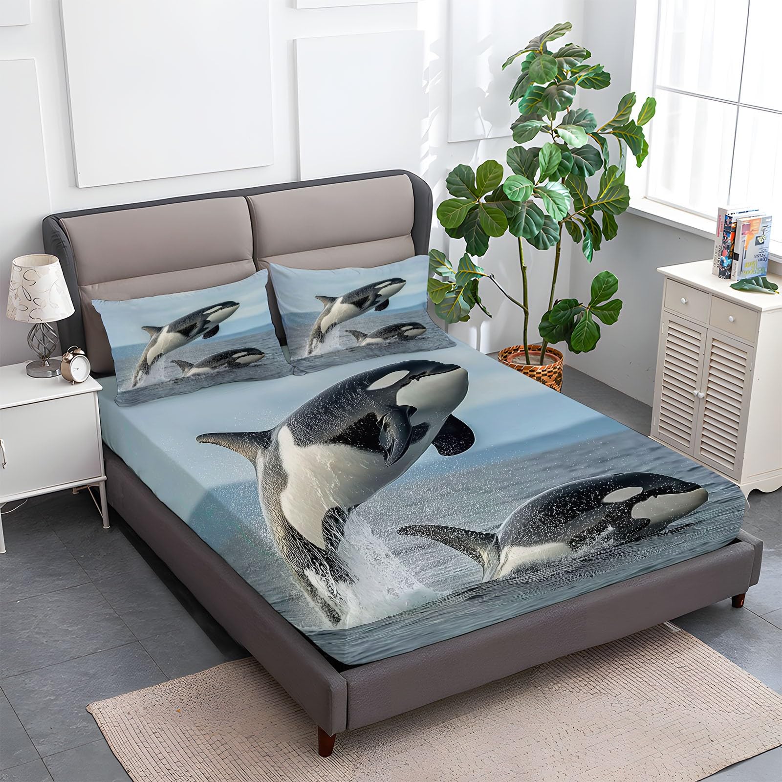 Whale Fitted Sheet Kawaii Kill - Fitted Bed Sheets Deep Pocket ulasan dan harga