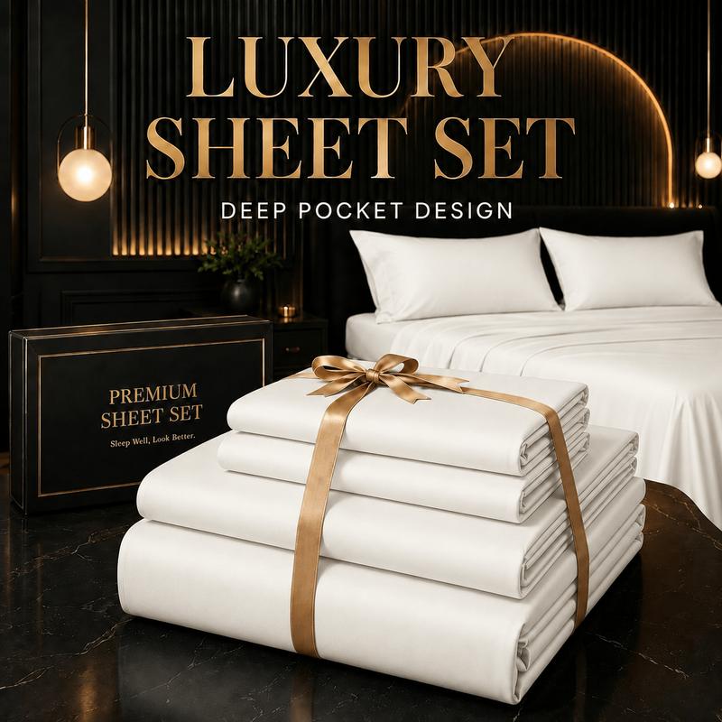 3/4pcs Bamboo Cooling Bed Shee - Fitted Bed Sheets Deep Pocket ulasan dan harga