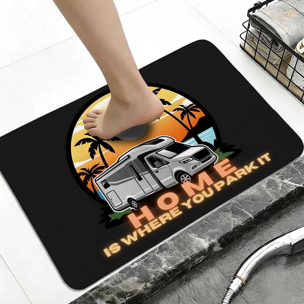 Pattern F-Fun C-Camping R-RV F - Quick Dry Diatomite Bath Mat ulasan dan harga