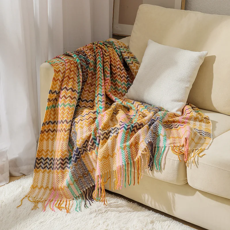 Boho Wave Throw Blanket with T - Boho Throw Blanket Fringe ulasan dan harga